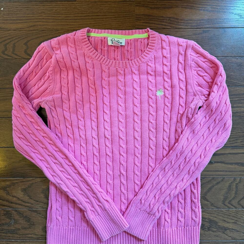 Lilly Pulitzer Women’s Pink Cable Knit Crewneck Sweater Size Small